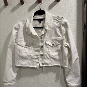 Express Women's White Denim Cropped Jacket